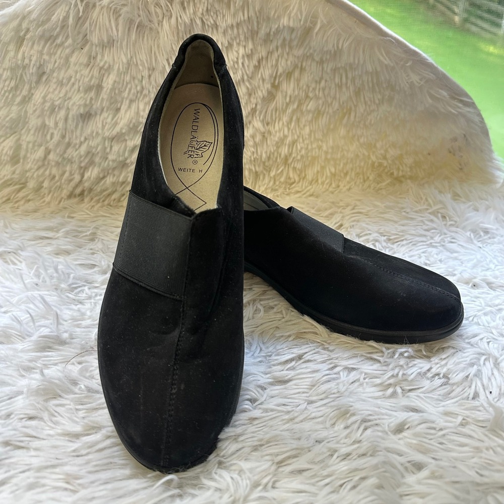 Waldlaufer Weite Black Suede Comfy Slip On Shoes sz 8 / US 10.5 H Wide - NEW